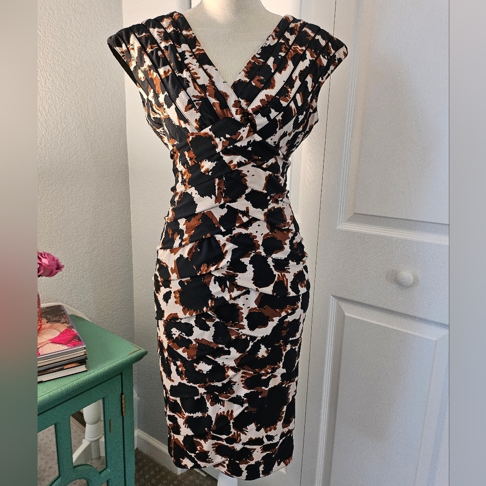 SPRING SALE | Adrianna Papell Abstract Animal Print Ruched Dress